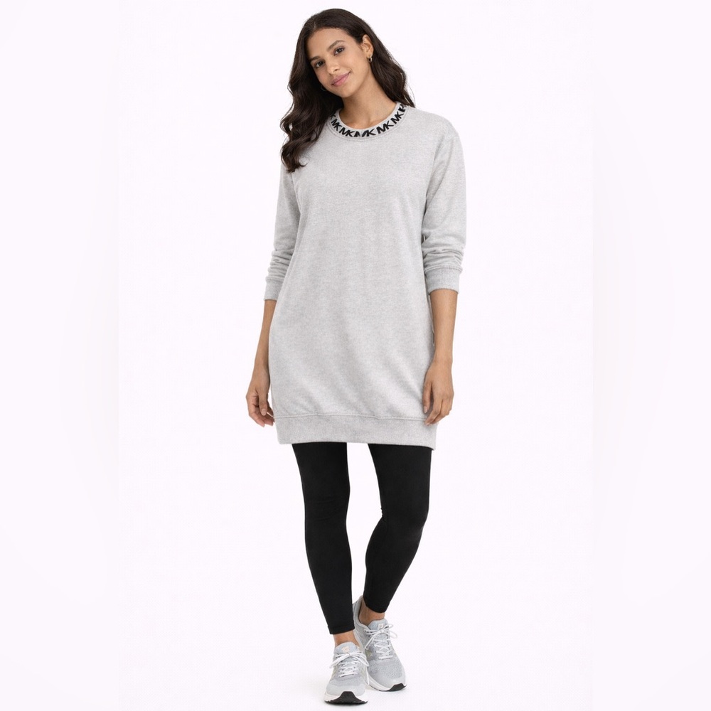 MICHAEL KORS Gray Long Sweatshirt Dress with pockets